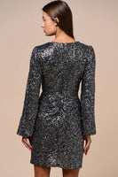 Sequin Front Twist Mini Dress