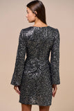 Sequin Front Twist Mini Dress