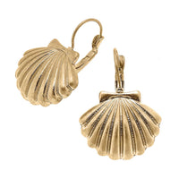 Abbie Scallop Drop Earrings in Worn Gold