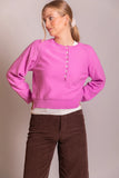 Buttonup Ribbed Hem Sweater (4 colors!)