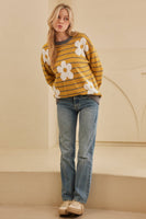 Daisy Patched Striped Sweater