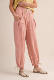 Denim Striped Parachute Pants