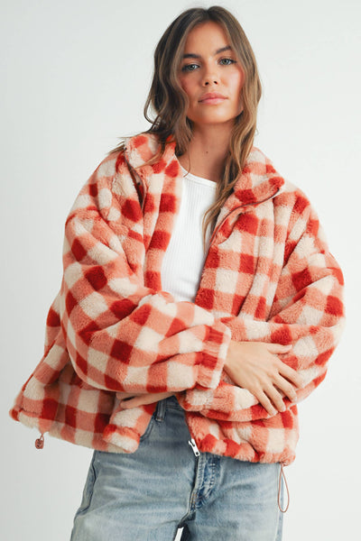 Drop Shoulder Plaid Fleece Maisy Jacket