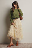 Tiered Lace Midi Skirt