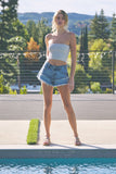 Mid Rise Shorts with Frayed Edges