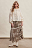 Embroidered Tiered Maxi Skirt