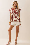 Nancy Floral Blouse (Burgundy or Teal)