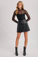 Faux Leather Button Mini