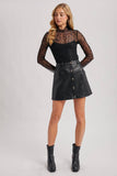 Faux Leather Button Mini