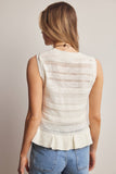 Pointelle Knit Peplum Top (Coral, Ivory, or Navy)