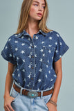 Star Print Button Down