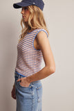 Knit Stripe Sleeveless Top (Peach Blue or Sage Lemon)