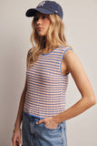 Knit Stripe Sleeveless Top (Peach Blue or Sage Lemon)