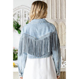 Nashville Rhinestone Fringe Denim Moto Jacket