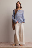 Open-Knit Sweater Top (Coral, Blue, Ivory)