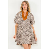 Caryn Puff Sleeve Print Midi Dress