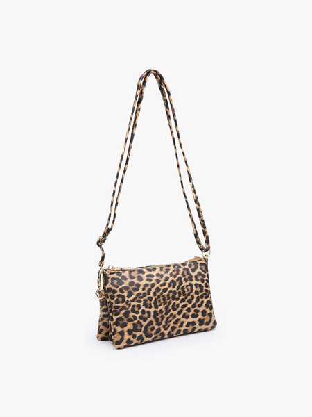 Riley Leopard 3 Compartment Crossbody/Wristlet