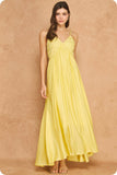 Woven Lattice Bodice Sleeveless Maxi Dress (Custard Yellow or Pacific Blue)
