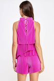 Pleated Alana Romper (Fuchsia or Marine Blue)