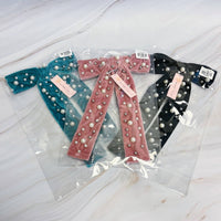 Pearl Velvet Bow Hair Clip