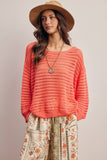 Open-Knit Sweater Top (Coral, Blue, Ivory)