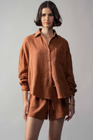 Crinkle Cotton Gauze Button-Up Set