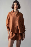 Crinkle Cotton Gauze Button-Up Set