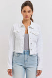 White Denim Frayed Jacket