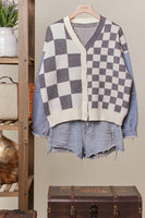 Checker Denim Cardigan