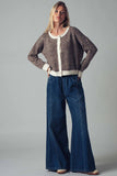 Wide Leg Drawstring Western Pants