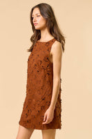 Flower Cut-Out Suede Dress