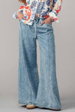 Wide Leg Drawstring Western Pants