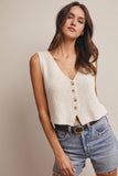 Button-Front Knit Vest Top