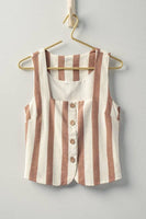 Striped Boho Linen Shorts & Vest Set