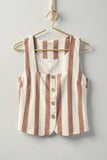 Striped Boho Linen Shorts & Vest Set