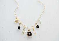 Jill Celestial Black and Gold Charm Necklace