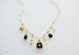 Jill Celestial Black and Gold Charm Necklace