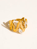 Lumi 18K Gold Non-Tarnish Abstract CZ Open Ring