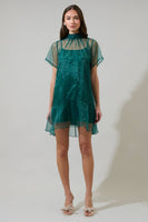 Berny Organza Mock Neck Mini Dress