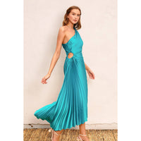 Olympia Asymmetrical Pleated Maxi Dress (Two Colors)