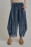 Lace Velvet Balloon Pants (Wine or Olive)