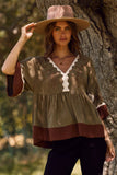 Color Block Airflow Oversized Peasant Blouse (Fuchsia, Black, or Olive)