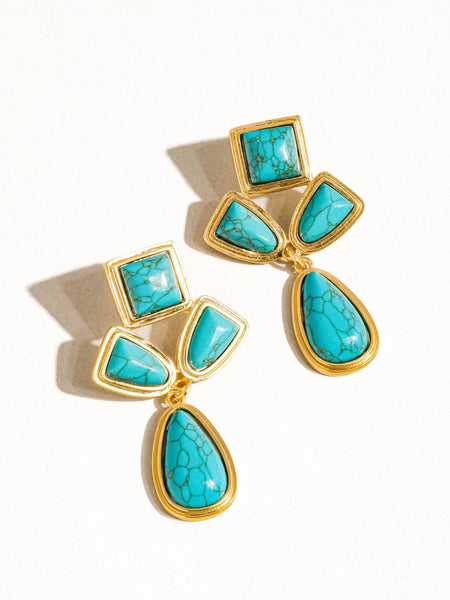 Dune 18K Gold Western Turquoise Stone Earring