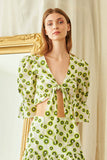 Tropical Kiwi Print Cropped Top & Skirt Set