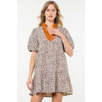 Caryn Puff Sleeve Print Midi Dress