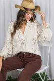 3D Floral Karlie 100% Cotton Blouse (2 Colors!)