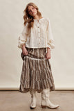 Embroidered Tiered Maxi Skirt