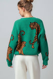 Tiger Jacquard Knit Sweater (Navy, Emerald)