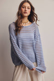 Open-Knit Sweater Top (Coral, Blue, Ivory)