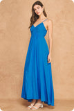 Woven Lattice Bodice Sleeveless Maxi Dress (Custard Yellow or Pacific Blue)